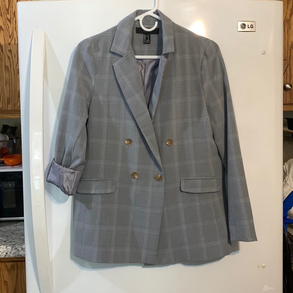 Grey plaid blazer